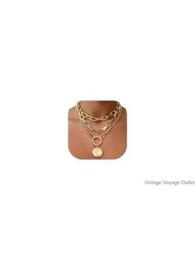 Chunky Gold Layered Necklace Set for Women Trendy